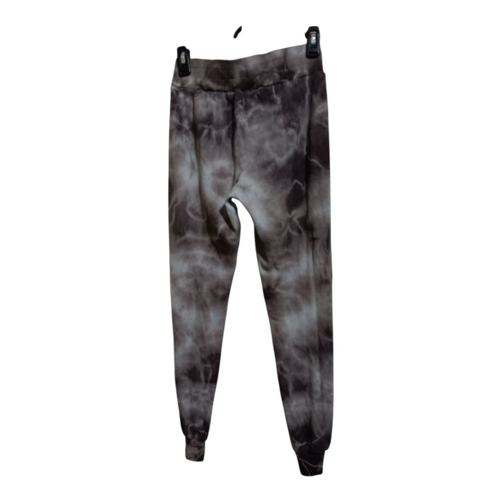 Brooklyn Karma Charcoal Grey Blue Tie Dye Thermal Crew Neck Crop Top & Pants Set - Picture 14 of 17